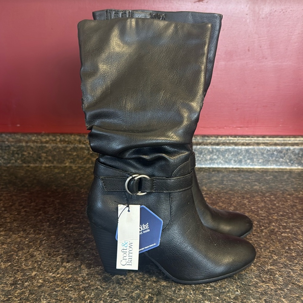 Croft & Barrow Ortholite Womens’ Black mid-calf Boots. NWT 7